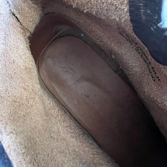 $278 FRYE VERONICA BOOT Antiqued Black Brown Combat Moto Leather Boots 9.5 - Picture 9 of 14